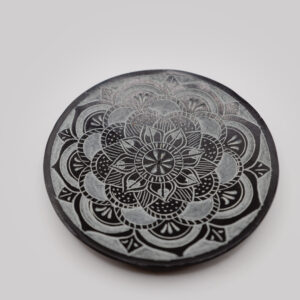 Black and White Mandala Carved Soapstone Incense Burner