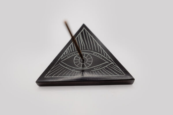 Evil Eye Pyramid Carved Soap Stone Incense Burner - Image 2