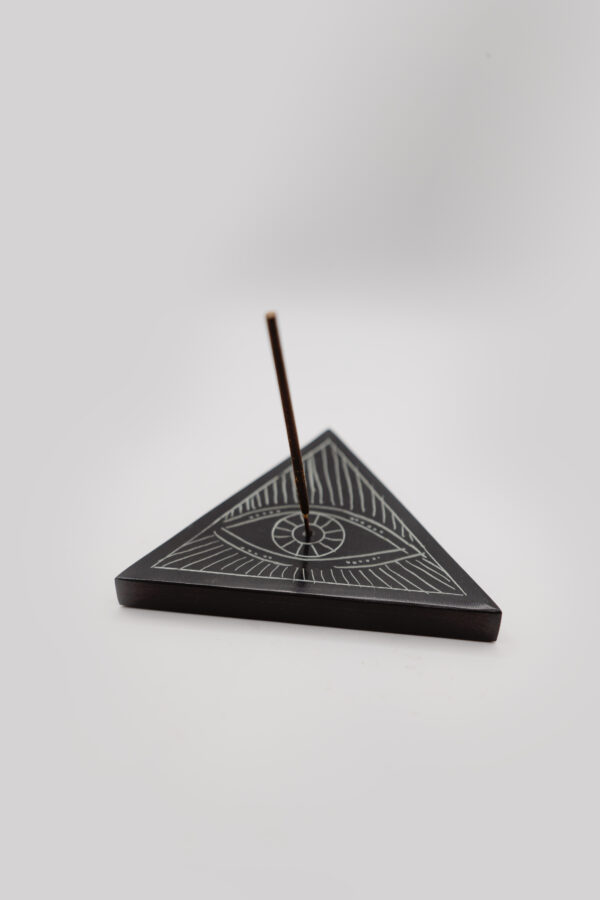 Evil Eye Pyramid Carved Soap Stone Incense Burner - Image 4
