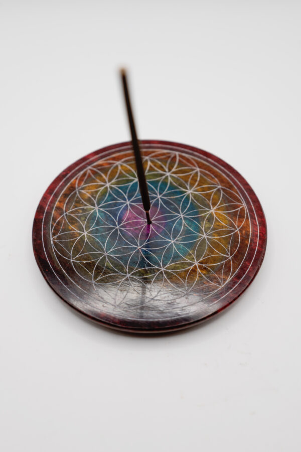 Flower of Life Chakra Carved Soap Stone Incense Burner - Image 3