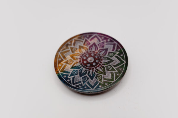 Colorful Flower Mandala Carved Soapstone Burner - Image 5