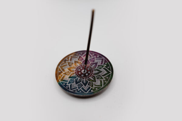 Colorful Flower Mandala Carved Soapstone Burner - Image 7
