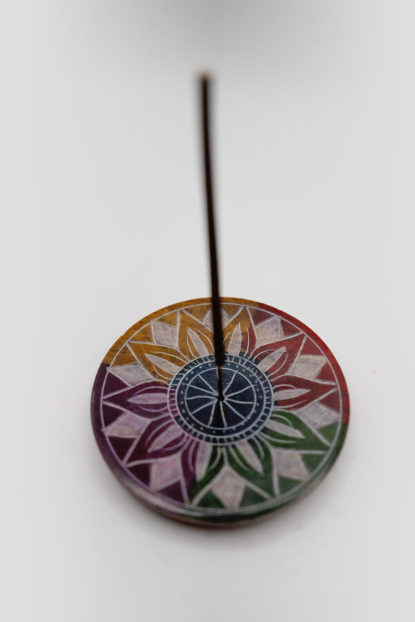Colorful Flower Mandala Carved Soapstone Burner - Image 8