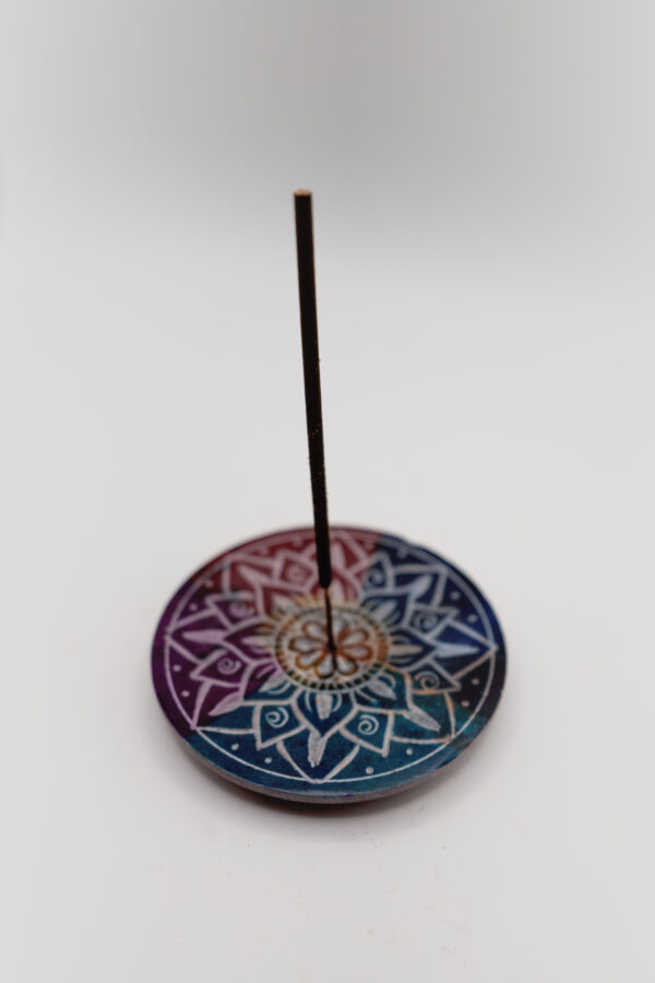 Colorful Flower Mandala Carved Soapstone Burner - Image 6